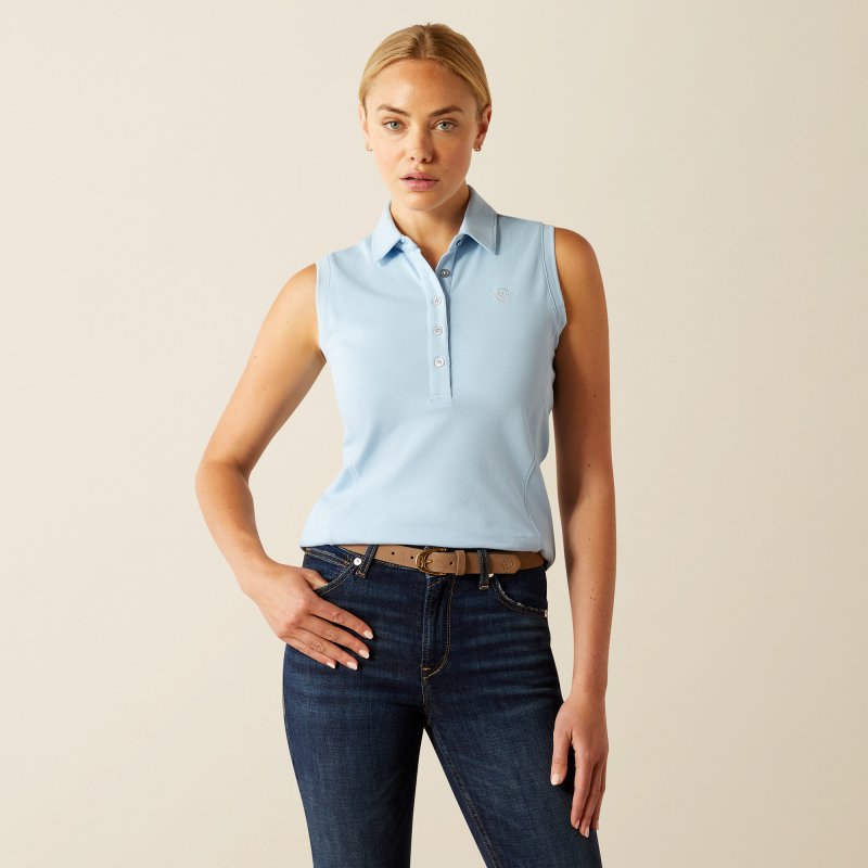 Ariat Riding Apparel  Ariat Womens Prix 3.0 Sleeveless Polo Blue Bell