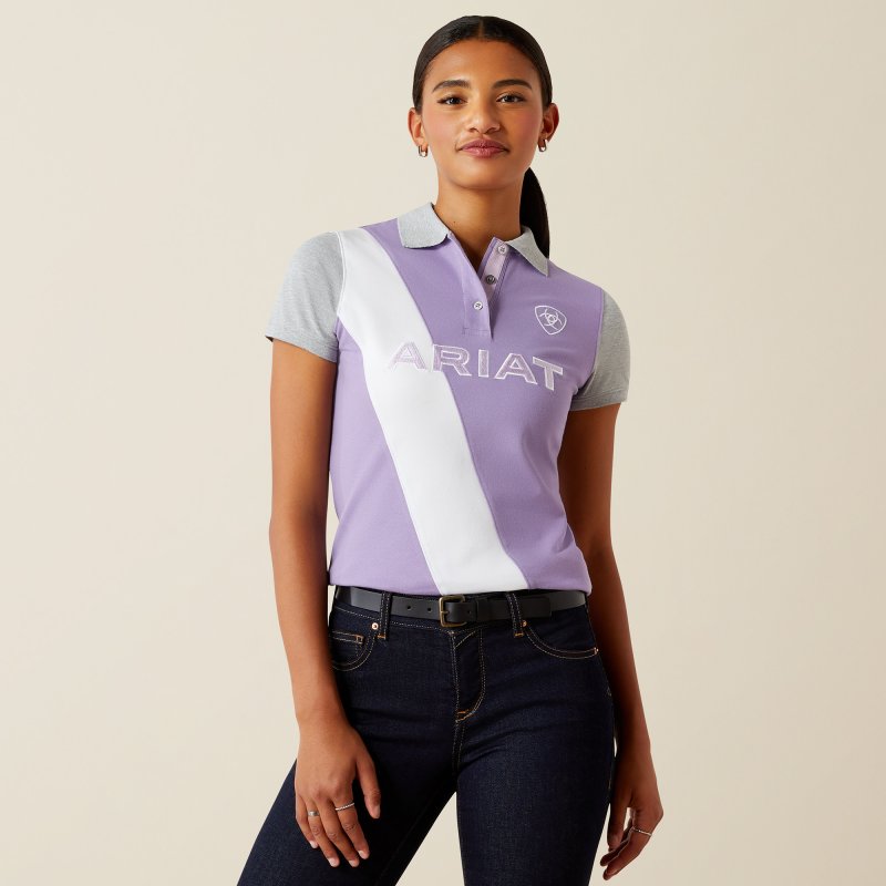 Ariat Riding Apparel Ariat Womens Taryn Short Sleeve Polo Chalk Violet/Orchid Bloom