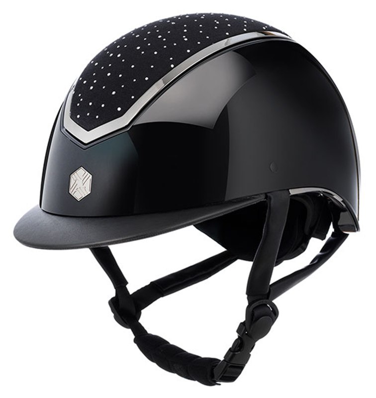 Charles Owen Kylo Riding Hat Black Gloss/Chrome Crystal Charles Owen Kylo Riding Hat Black Gloss/Chrome Crystal