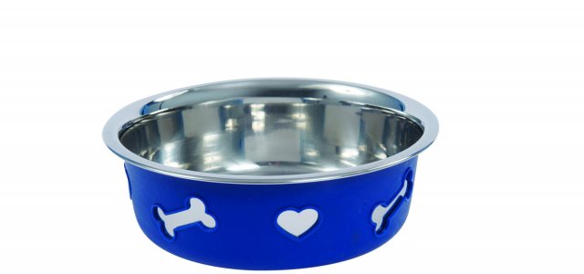 Weatherbeeta Products Weatherbeeta Non Slip Stainless Steel Silicone Bone Dog Bowl