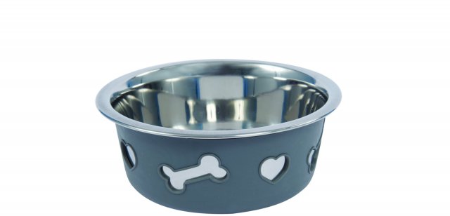 Non slip stainless steel dog bowls top