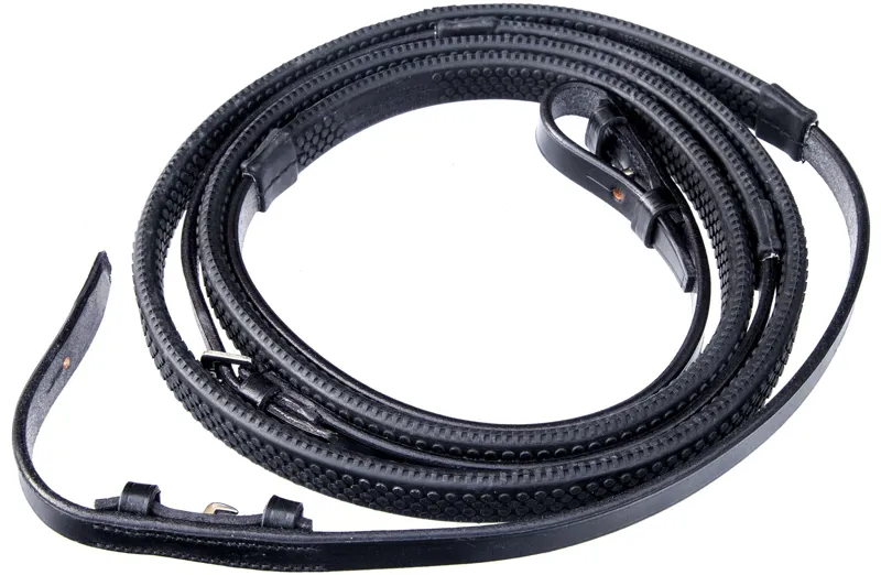 Townfields Leatherwork Full Rubber Covered Reins in Black