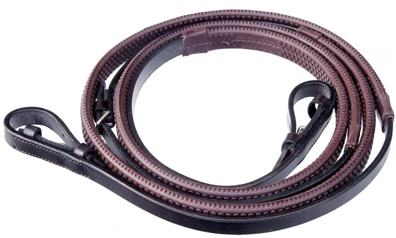 Townfields Leatherwork Full Rubber Covered Reins in Brown
