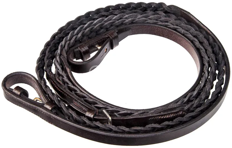 Townfields Leatherwork Plaited Leather Reins in Brown