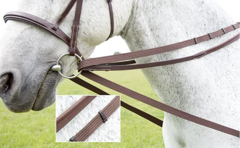 Velociti Gara Cotton Web Draw/Running Reins 288cm x 7/8 in Brown