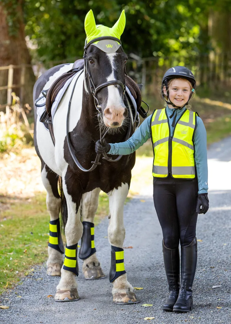 Woof Wear Hi Vis Riding Vest Junior in Fluorescent Yellow-2