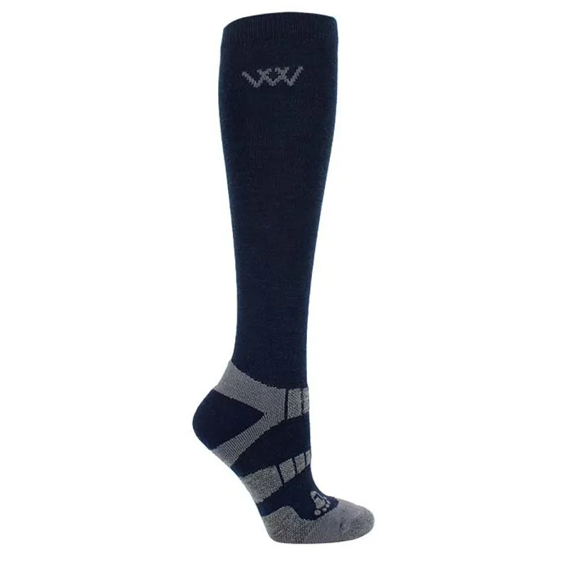 Woof Wear Long Winter Riding Socks in Navy and Grey