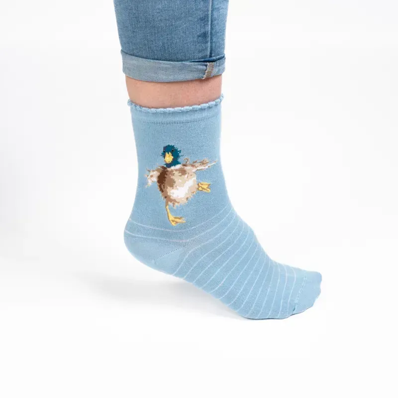 Wrendale Designs A Waddle and a Quack Women's Socks in Blue-1