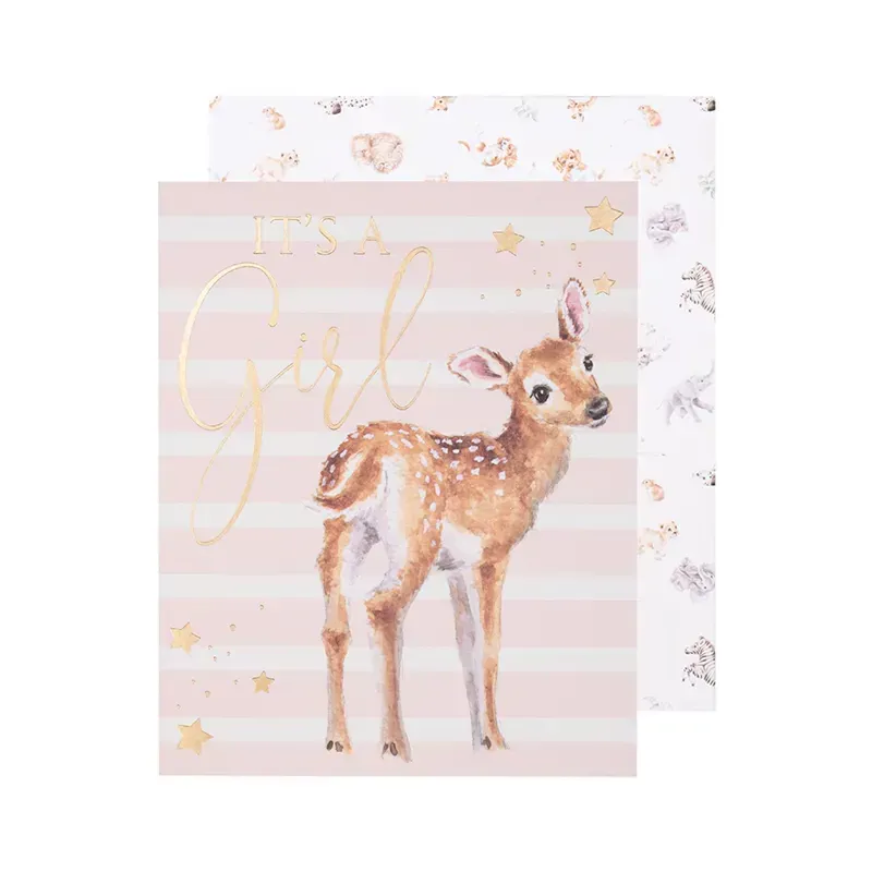 Wrendale Designs Loved Deerly Its A Girl Greeting Card