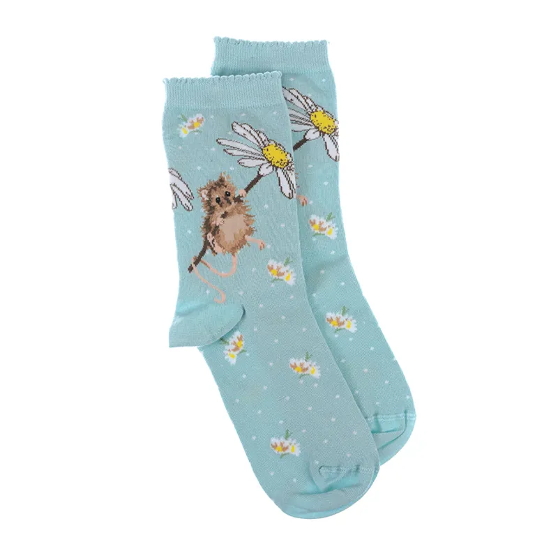 Wrendale Designs Oops a Daisy Women's Socks in Blue-2
