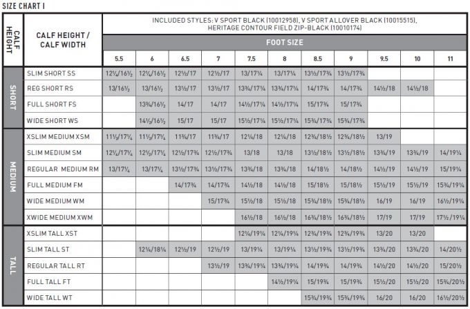 Ariat Heritage Contour Size Chart