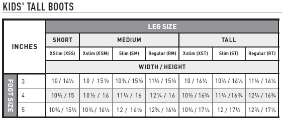 Ariat Kids Size Chart